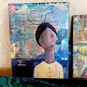 Vintage Kelly Rae Roberts wall hanging wall art 14” X 11”X2”